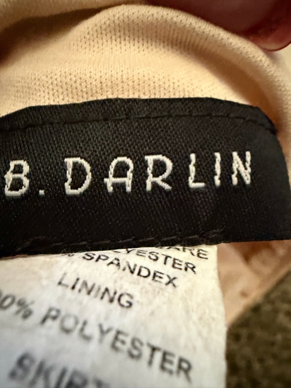B. DarlinGOLD Prom or formal strapless  Dress Label Detail